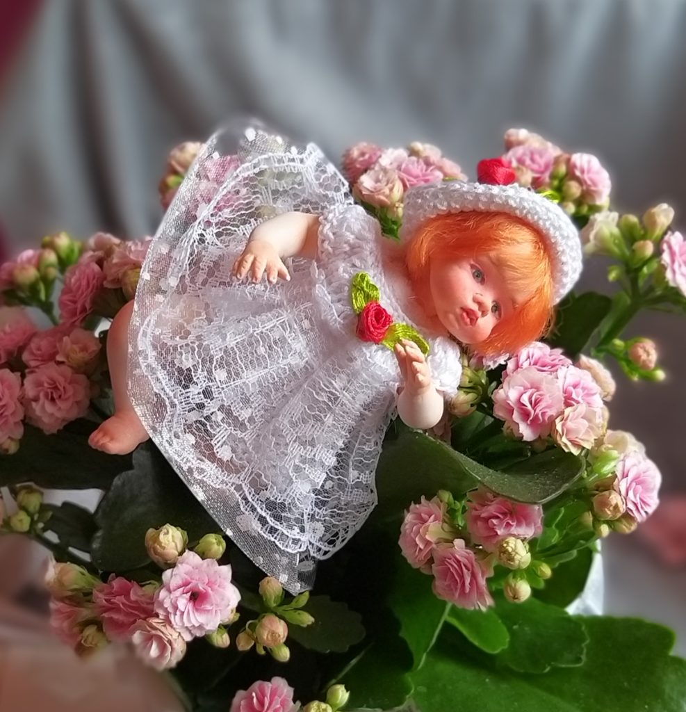 Art doll OOAK red hair mini reborn 4.7 Gloria