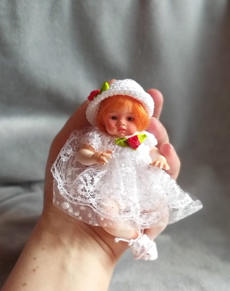 Art doll OOAK red hair mini reborn 4.7 Gloria