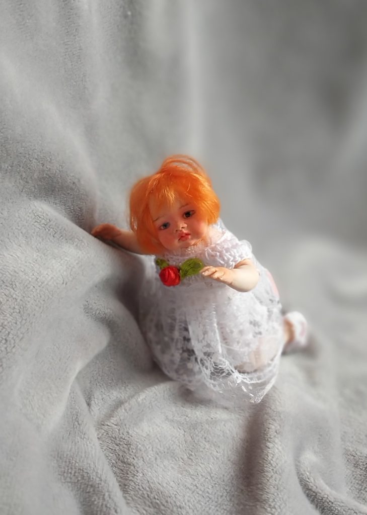 Art doll OOAK red hair mini reborn 4.7 Gloria