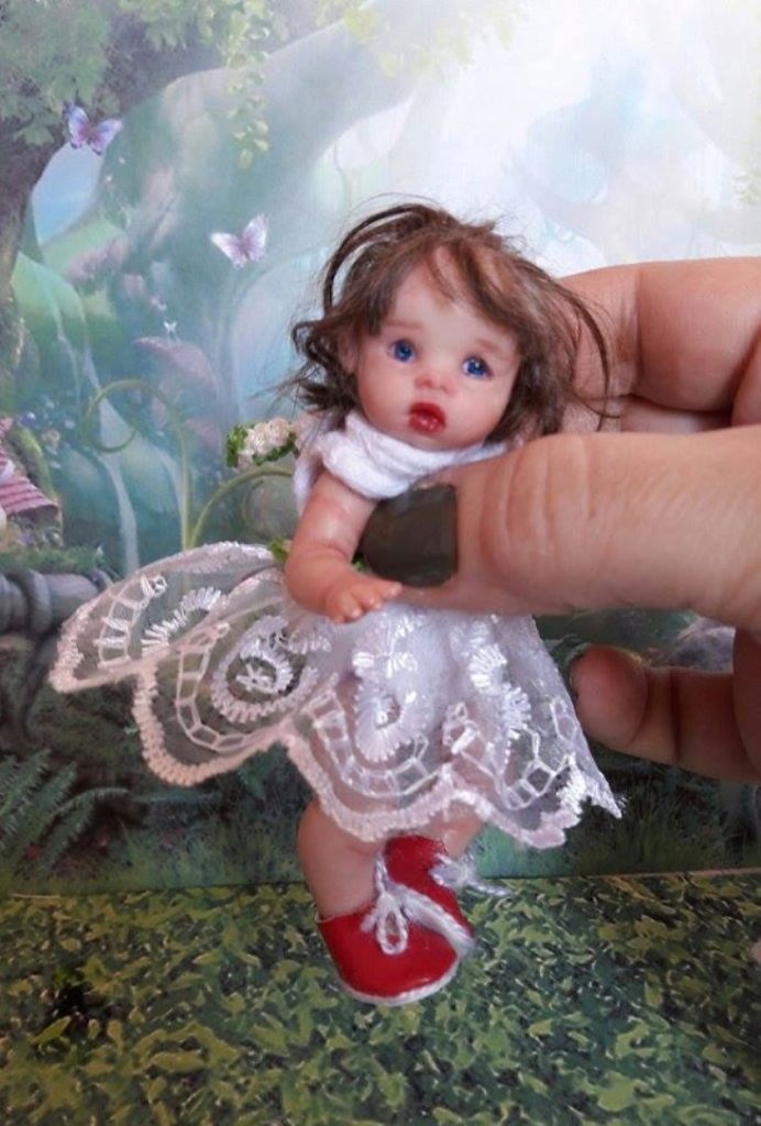 Mini reborn polymer clay baby doll by Kovalevadoll