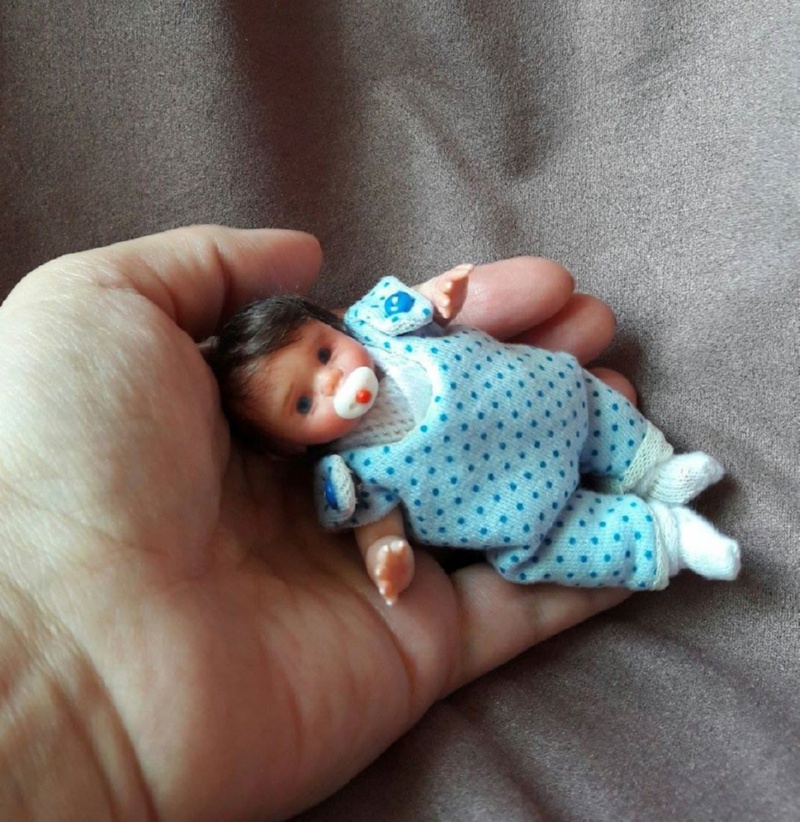 Mini polymer clay baby doll by Kovalevadoll