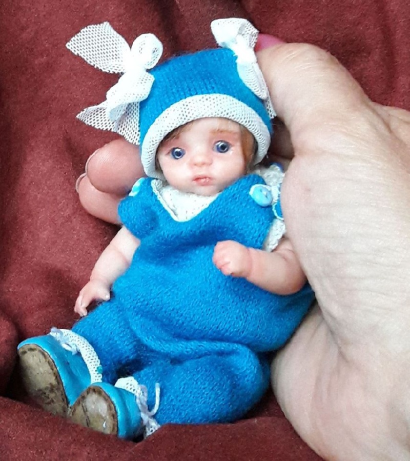 Collectible Mini polymer clay baby doll by Kovalevadoll