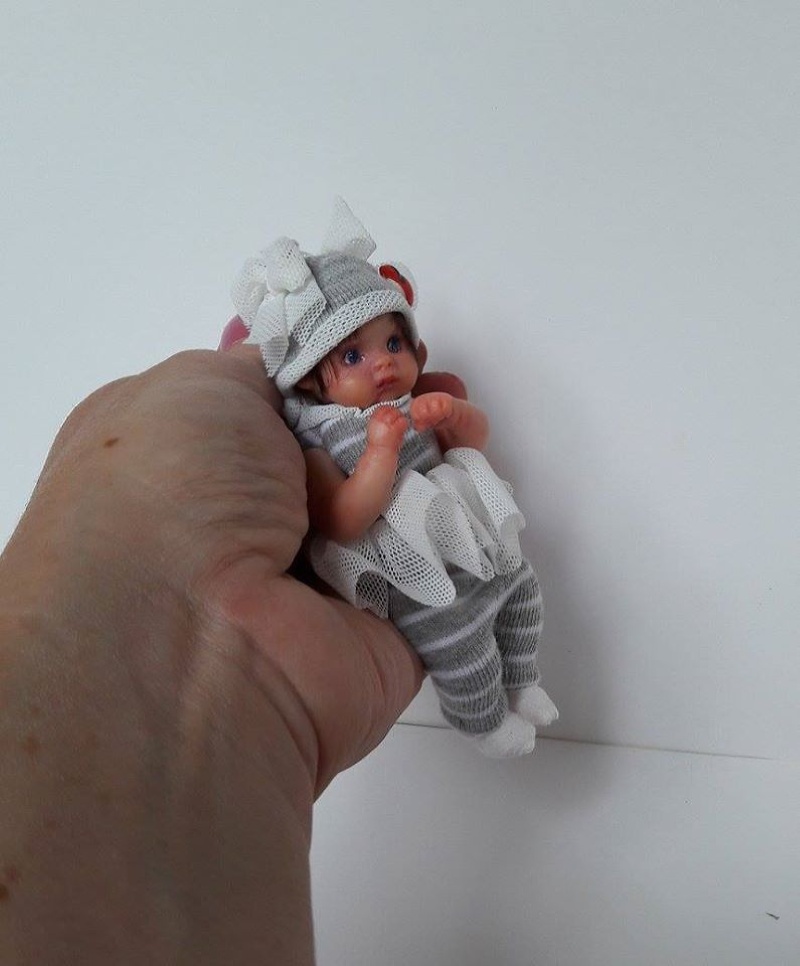 OOAK tiny polymer clay baby doll by Kovalevadoll