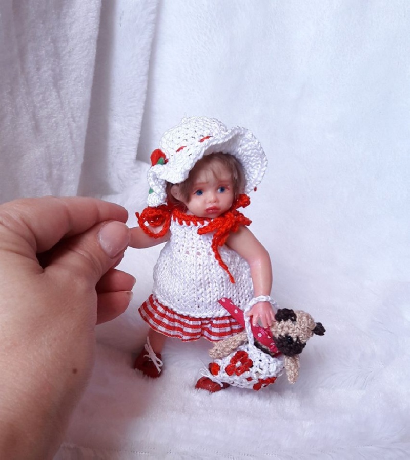 Mini polymer clay baby doll by Kovalevadoll