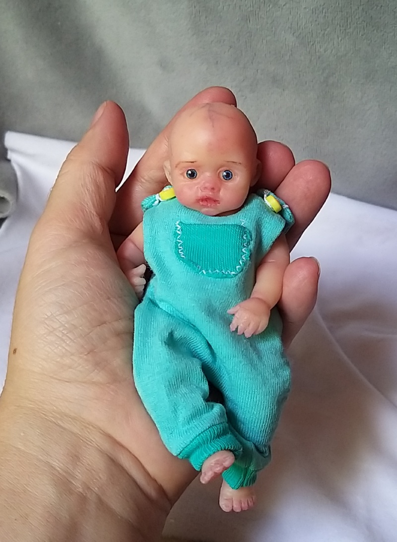 Mini silicone baby boy full body Oliver 4.7″ , dark eyes open, open ...