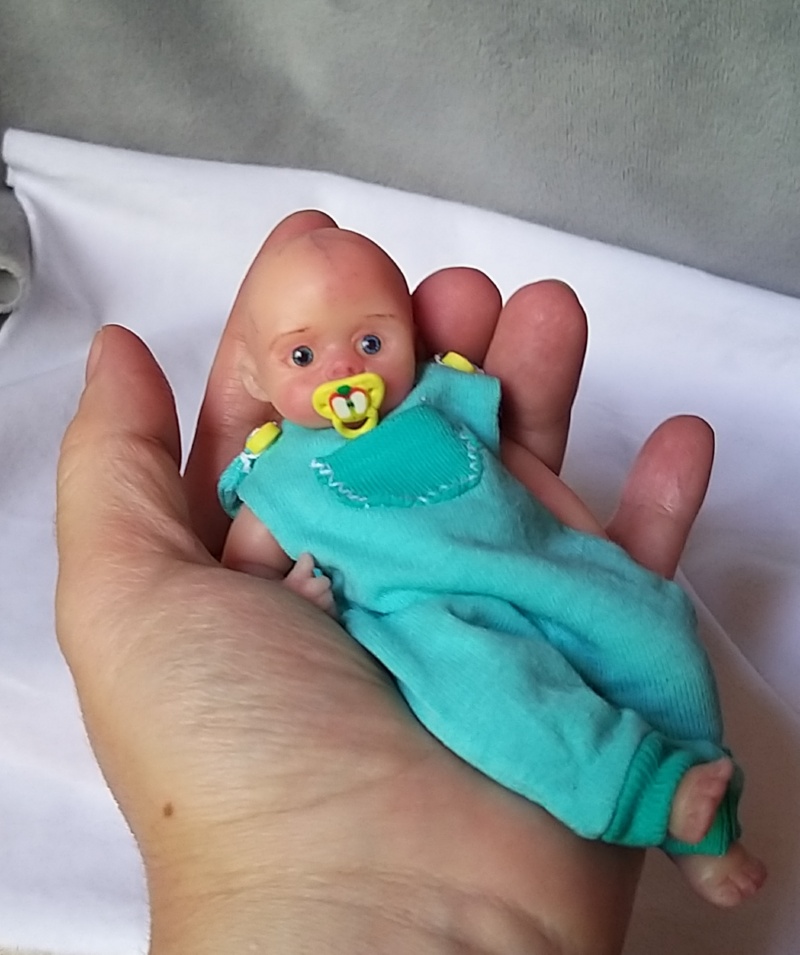 l Mini silicone baby boy full body Oliver 4.7  dark eyes open open mouth with pacifier bottle babies doll mini reborn doll07