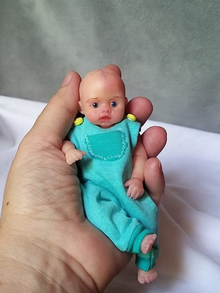 l Mini silicone baby boy full body Oliver 4.7  dark eyes open open mouth with pacifier bottle babies doll mini reborn doll09