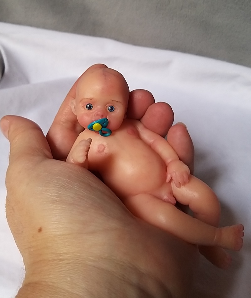 l Mini silicone baby boy full body Oliver 4.7  dark eyes open open mouth with pacifier bottle babies doll mini reborn doll13