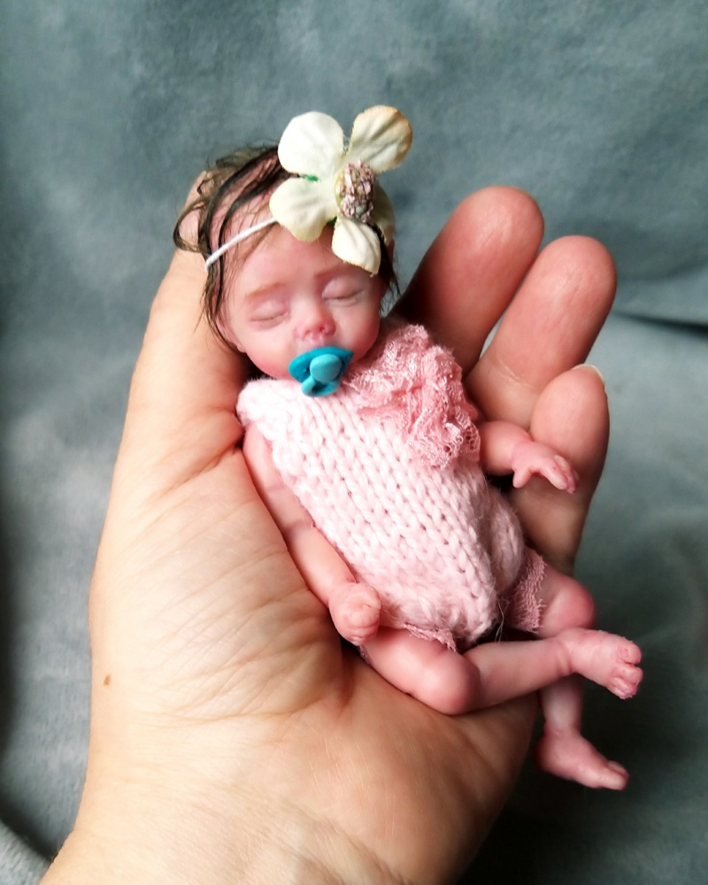 5 inch silicone baby -tiny sleeping realistic doll Petal Kovaleva Natalya18