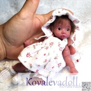 Afro americano mini silicone baby dolls Mia 6 inch by Kovalevadoll Kovaleva Natalya14