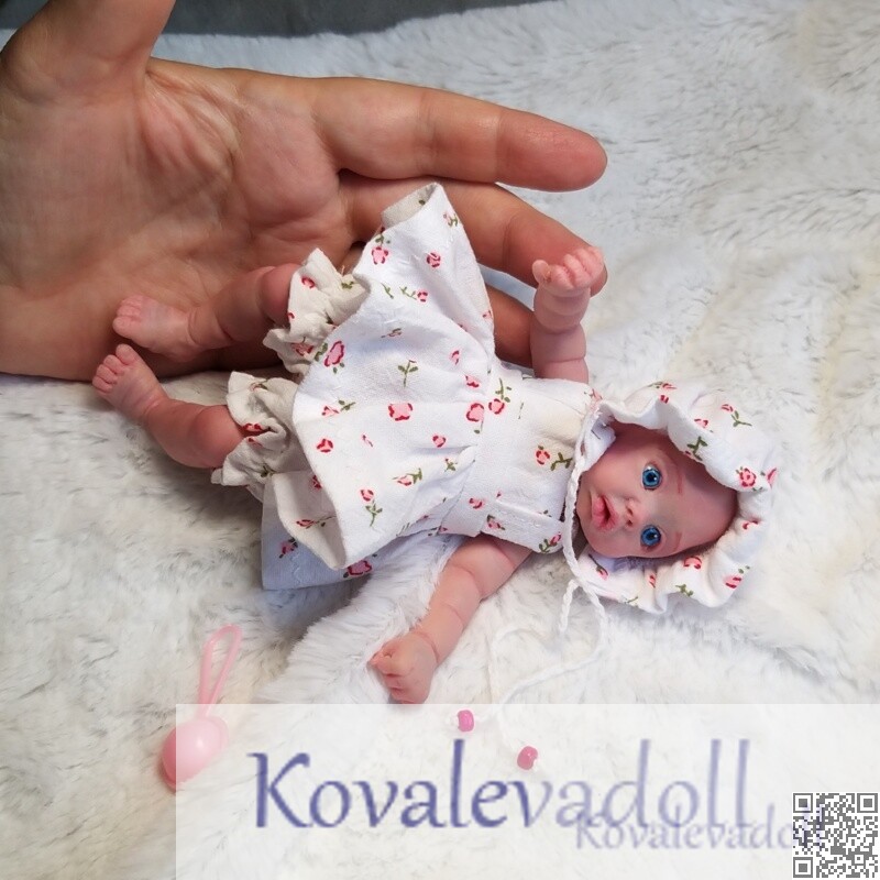 Cute mini silicone baby dolls Mia 6 inch by Kovalevadoll Kovaleva Natalya09