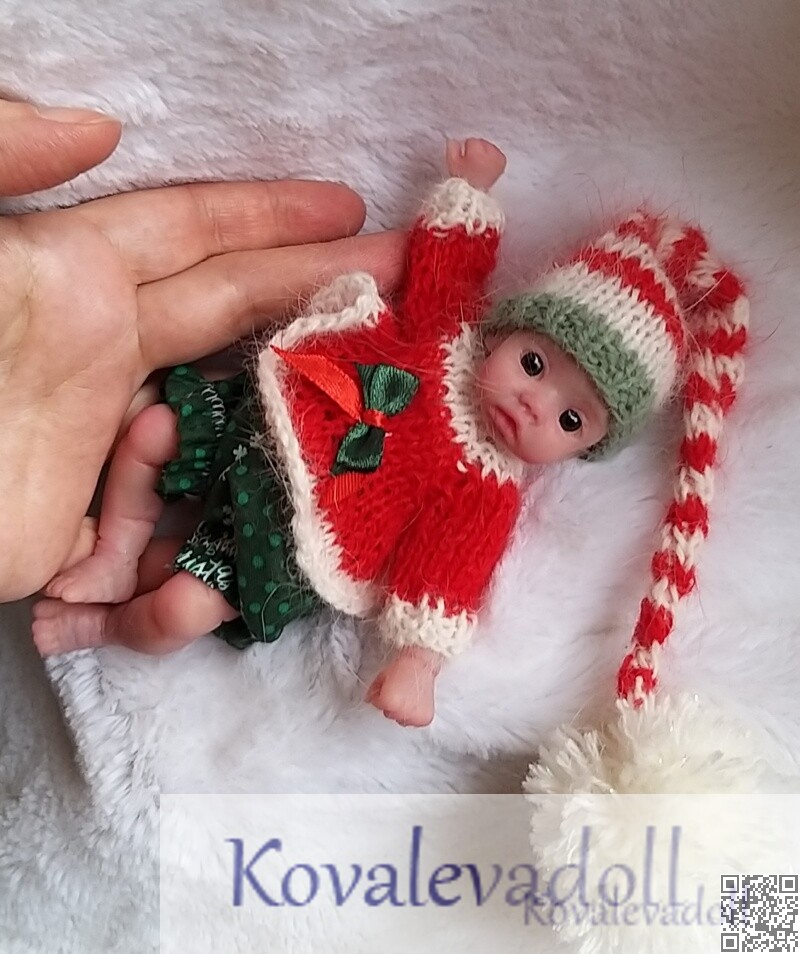 christmas outfit mini silicone baby 5 inch for sale website silicone babies by Kovalevadoll Kovaleva Natalya13