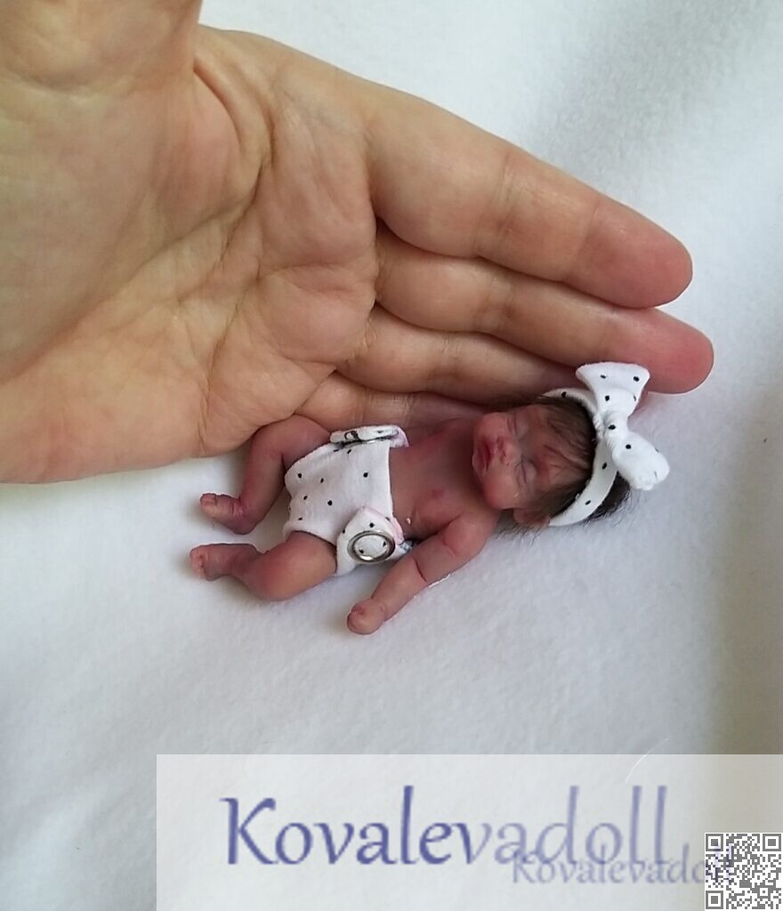 miniature silicone baby AA tiny reborn Tutsy 3 inch by Kovalevadoll