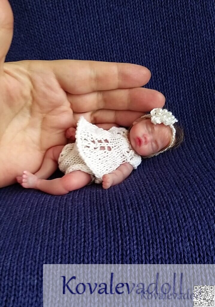 Cute silicone baby doll 5 inch Akaila by Kovalevadoll